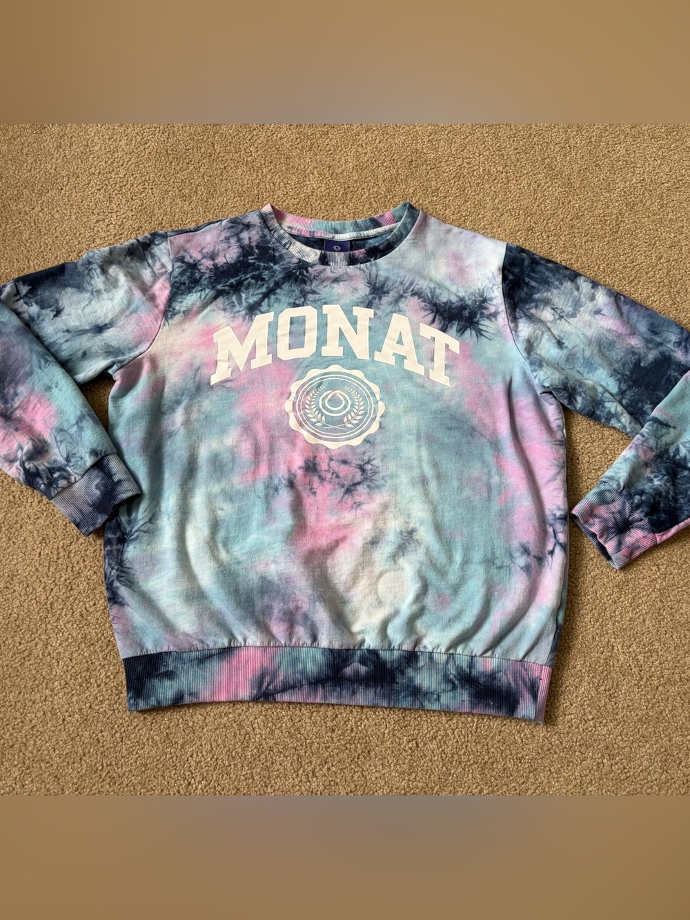 MONAT Tie-Dye Crewneck Sweatshirt in Blue, Pink & Black size M